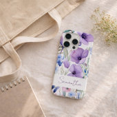 Personalized Name Purple Floral Elegant iPhoneケース