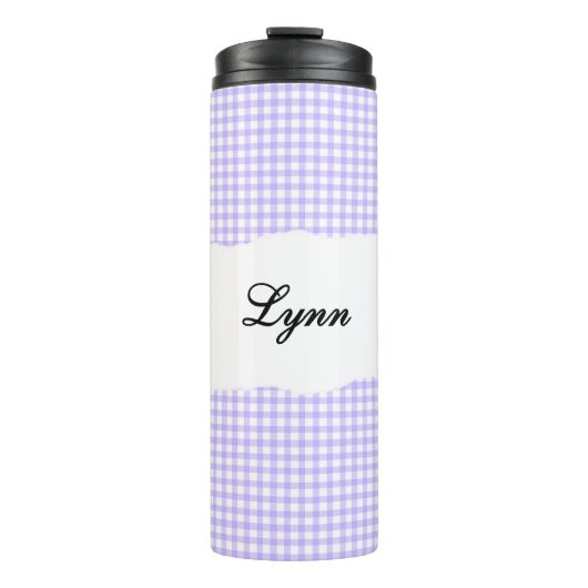 Personalized Name Purple Gingham Pattern タンブラー (正面)