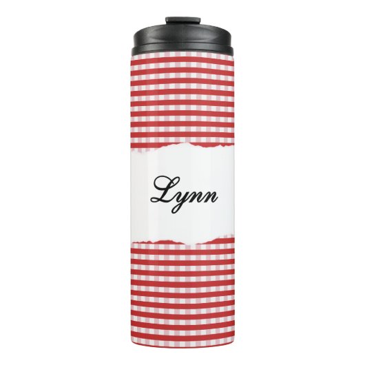 Personalized Name Red Gingham Pattern タンブラー (正面)