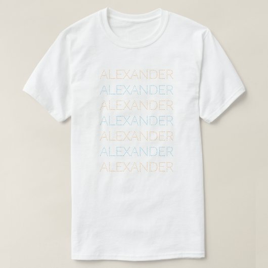 Personalized Name Repeated Chic Orange And Blue Tシャツ (デザイン正面)