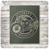 Personalized NAME Retro Military Motorcycle Biker ジグソーパズル