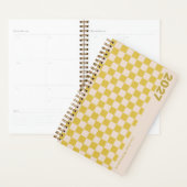 Personalized Name Retro Yellow Preppy Checkerboard プランナー手帳 (ディスプレー)
