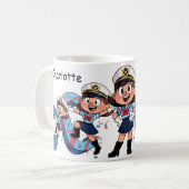 Personalized  Name Sailor Cartoon Character * C * コーヒーマグカップ (正面左)