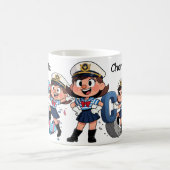 Personalized  Name Sailor Cartoon Character * C * コーヒーマグカップ (中央)