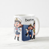 Personalized  Name Sailor Cartoon Character * D * コーヒーマグカップ (正面右)