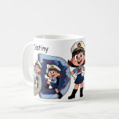 Personalized  Name Sailor Cartoon Character * D * コーヒーマグカップ (正面左)