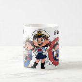 Personalized  Name Sailor Cartoon Character * G * コーヒーマグカップ (中央)