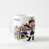 Personalized  Name Sailor Cartoon Character * H * コーヒーマグカップ (正面左)