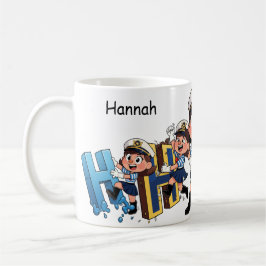 Personalized  Name Sailor Cartoon Character * H * コーヒーマグカップ