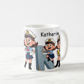 Personalized  Name Sailor Cartoon Character * K * コーヒーマグカップ (正面右)