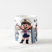 Personalized  Name Sailor Cartoon Character * K * コーヒーマグカップ (中央)
