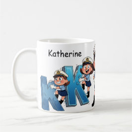 Personalized  Name Sailor Cartoon Character * K * コーヒーマグカップ