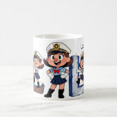 Personalized  Name Sailor Cartoon Character * L * コーヒーマグカップ (中央)