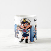 Personalized  Name Sailor Cartoon Character * M * コーヒーマグカップ (中央)