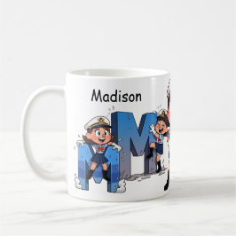 Personalized  Name Sailor Cartoon Character * M * コーヒーマグカップ