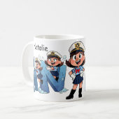 Personalized  Name Sailor Cartoon Character * N * コーヒーマグカップ (正面左)
