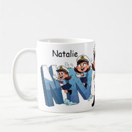 Personalized  Name Sailor Cartoon Character * N * コーヒーマグカップ