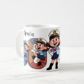 Personalized  Name Sailor Cartoon Character * O * コーヒーマグカップ (正面左)