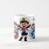 Personalized  Name Sailor Cartoon Character * O * コーヒーマグカップ (中央)