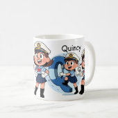 Personalized  Name Sailor Cartoon Character * Q * コーヒーマグカップ (正面右)