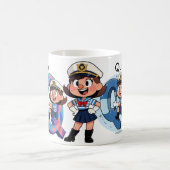 Personalized  Name Sailor Cartoon Character * Q * コーヒーマグカップ (中央)