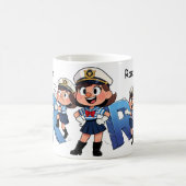 Personalized  Name Sailor Cartoon Character * R * コーヒーマグカップ (中央)