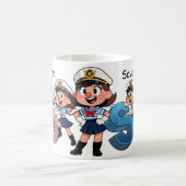 Personalized  Name Sailor Cartoon Character * S * コーヒーマグカップ (中央)