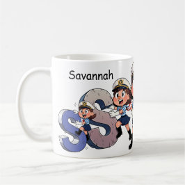 Personalized  Name Sailor Cartoon Character * S * コーヒーマグカップ