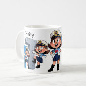 Personalized  Name Sailor Cartoon Character * T * コーヒーマグカップ (正面左)
