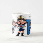 Personalized  Name Sailor Cartoon Character * T * コーヒーマグカップ (中央)
