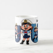 Personalized Name Sailor Cartoon Character * U * コーヒーマグカップ (中央)