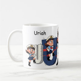 Personalized Name Sailor Cartoon Character * U *  コーヒーマグカップ