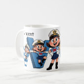 Personalized Name Sailor Cartoon Character * V *  コーヒーマグカップ (正面左)