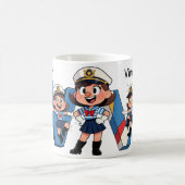 Personalized Name Sailor Cartoon Character * V *  コーヒーマグカップ (中央)