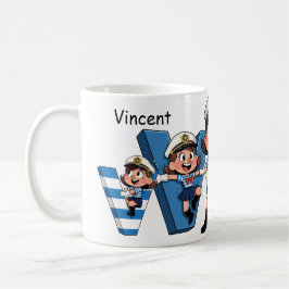 Personalized Name Sailor Cartoon Character * V *  コーヒーマグカップ