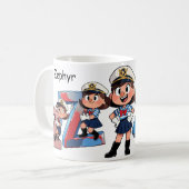 Personalized Name Sailor Cartoon Character * Z * コーヒーマグカップ (正面左)