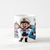Personalized Name Sailor Cartoon Character * Z * コーヒーマグカップ (中央)