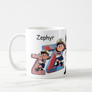 Personalized Name Sailor Cartoon Character * Z *  コーヒーマグカップ