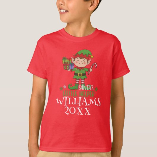Personalized name,Santa’s Little Funny Elf Holiday Tシャツ (正面)