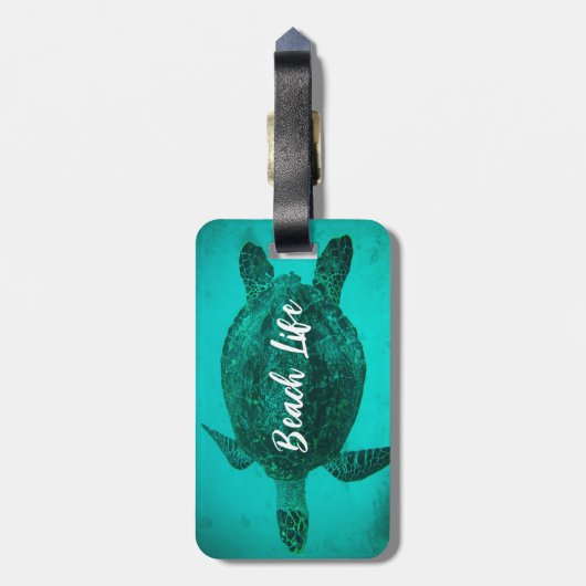 Personalized Name Sea Turtle Beach Life Ocean ラゲッジタグ (裏面縦)