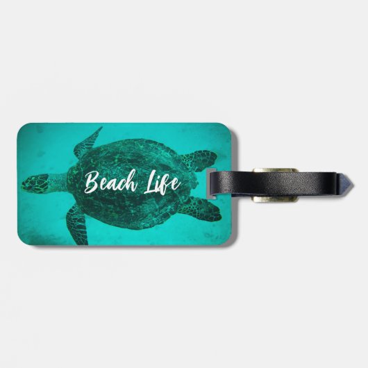 Personalized Name Sea Turtle Beach Life Ocean ラゲッジタグ (裏面横)