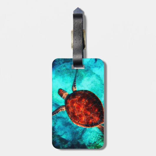 Personalized Name Sea Turtle Beach Vacation ラゲッジタグ (裏面縦)