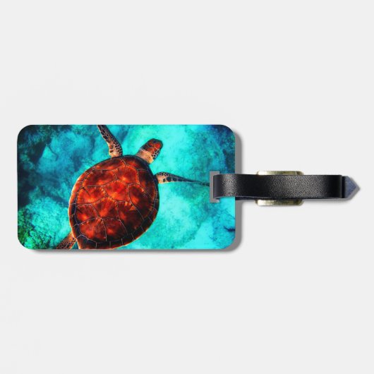 Personalized Name Sea Turtle Beach Vacation ラゲッジタグ (裏面横)