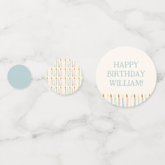 Personalized Name Simple Birthday Candles Party コンフェッティ (裏面)