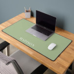 Personalized Name Simple Sage Green デスクマット<br><div class="desc">Personalized name desk mat with your name in a simple white typeface on a sage green background. Simple minimalist modern typography. Perfect for home or office workplace.</div>