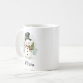 Personalized Name Snowman Coffee Mug コーヒーマグカップ (正面左)