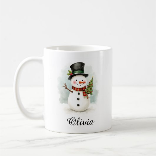Personalized Name Snowman Coffee Mug コーヒーマグカップ (左)