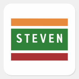 Personalized Name Stickers Retro Stripe Badge スクエアシール