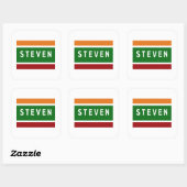 Personalized Name Stickers Retro Stripe Badge スクエアシール (シート)