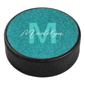 Personalized Name Stylish Glitter green アイスホッケーパック (3/4)